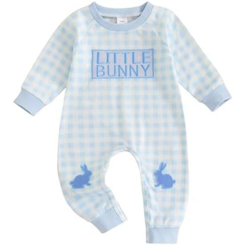 Bagilaanoe Infant Baby Boy Valentine’s Day Outfit Clothes Plaid Long Sleeve Romper One Piece Jumpsuit Pants