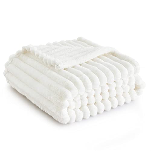 Bedsure White Throw Blanket for Couch - Super Soft Cozy Blankets for Women, Cute Small Fleece Throws for Girls, 50x60 Inches