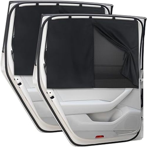 Car Window Shades, 2 PCS Magnetic Double Layer Car Sun Shade for Side Windows Privacy Full Covers/Half Shade Options Black Car Window Curtains for Baby Protection