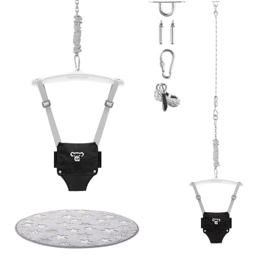 Baby Jumper with a Ceiling Hook for Infant & Toddlers, Baby Door Jumper with Adjustable Chain, Protable Baby Jumpers and Bouncers for Indoor/Outdoor, Baby Doorway Jumper with Soft Rug