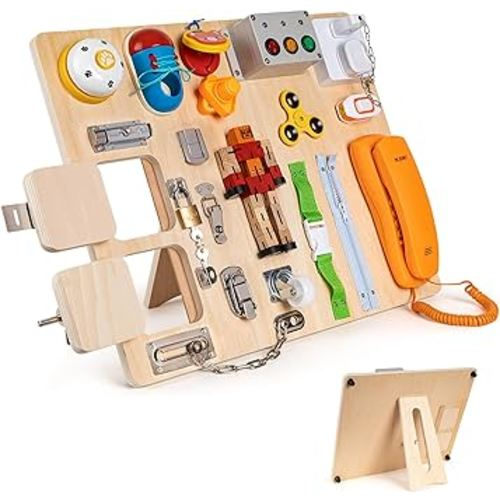 Montessori Busy Board for Toddlers 20-in-1 Large Busy Board for 1 2 3 4 Year Old Busy Board Toys Learn to Dress Toys for 3 Yeas Kids Learning Toy for Kids Busy Board