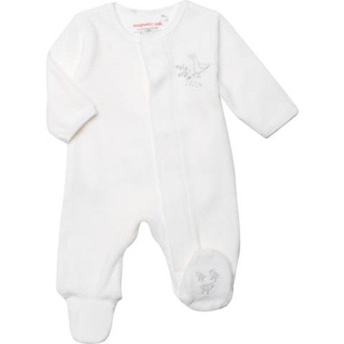 Little Duckling Embroidered Velour Footie, 3-6M