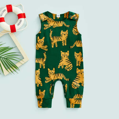 Green Tiger Romper – 6-12 mos