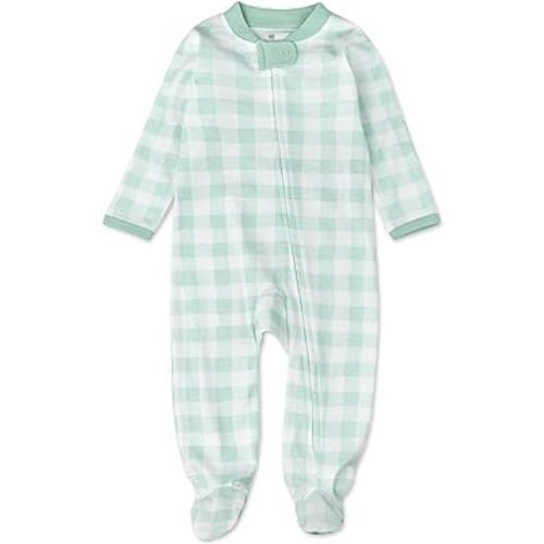 HonestBaby Sleep and Play Footed Pajamas One-Piece Sleeper Jumpsuit Zip-front PJs Organic Cotton for Baby Boys, Unisex