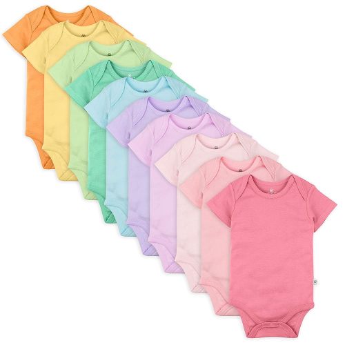 HonestBaby unisex-baby 10-pack Short Sleeve Bodysuits One-piece 100% Organic Cotton for Infant Baby Boys, Girls