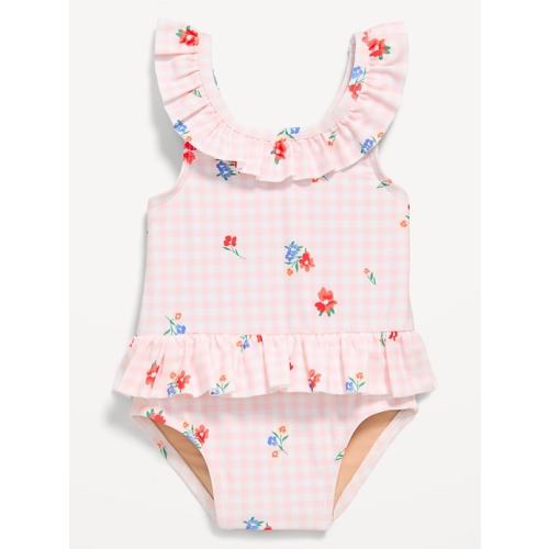 Textured Ruffle-Trim One-Piece Swimsuit for Baby