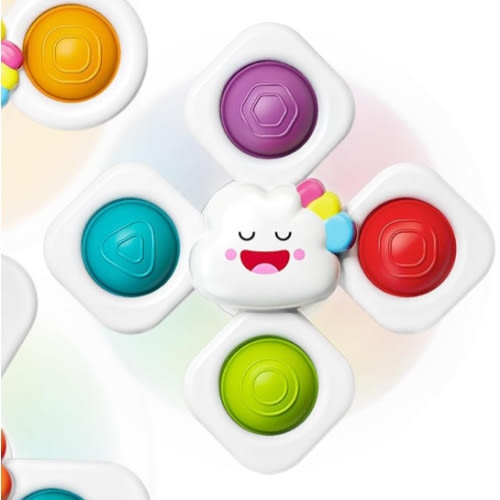 SpringFlower Baby Toys, Suction Cup Spinner Toys for 6 12 18 Months Toddlers, Birthday Baby Gifts Sensory Toys Bath Toys Travel Table Toy