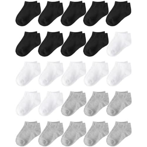 Glooarm 25 Pairs Toddler Socks - Boys & Girls Ankle Socks, Low Cut Half Cushion