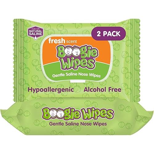 Boogie Wipes Gentle Wet Wipes for Baby and Kids, Face, Hand, Body & Nose, Made with Vitamin E, Aloe, Chamomile and Natural Saline, Fresh Scent, 90 Count