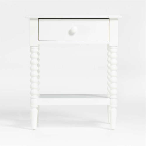 Jenny Lind White Wood Spindle Kids Nightstand with Drawer