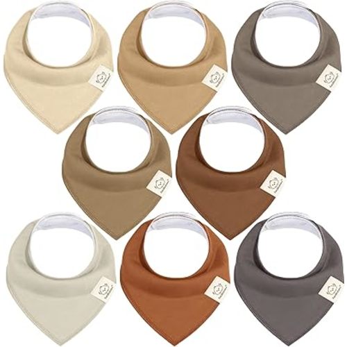KeaBabies 8-Pack Organic Baby Bandana Drool Bibs for Boys Girls - Soft Cotton Drooling & Teething Bibs for Infants, Toddlers, Super Absorbent Cotton Bandana Bibs for Baby Boy & Girl (Terracotta)