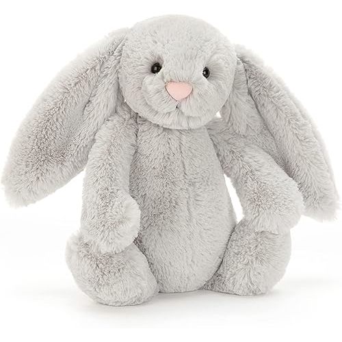 Jellycat Bashful Grey Bunny Stuffed Animal, Medium 12 inches - Rabbit and Bunny Plush Toy - Classic Children's Gift
