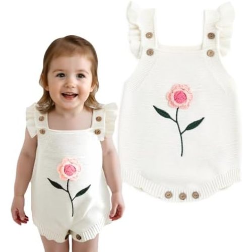 Simplee kids Baby Girls Sunflower Knit Rompers Knit Clothes for Newborn Baby Girls