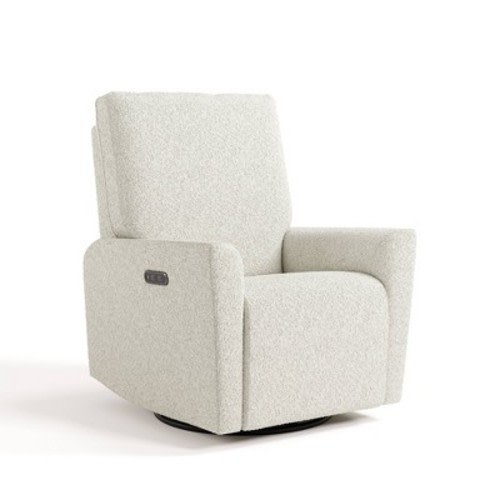 Storkcraft Santorini Deluxe Power Recliner Swivel Glider with Dual USB Charging - Ivory Boucle