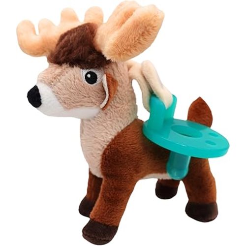 Baby Boy and Girl Silicone Pacifier with Detachable Outdoor Plush Toy Holder, White Tail