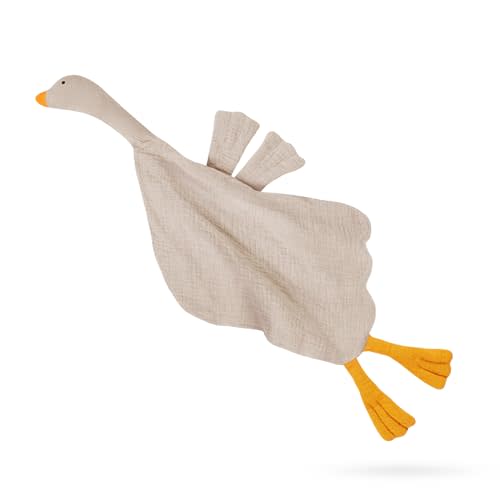 Baby Toys Lovey Blanket Soft Goose Blankets for Newborn Essentials 0-6 Months, Sensory Stuffed Animal Security Blanket for Boys and Girls (Beige, Goose)