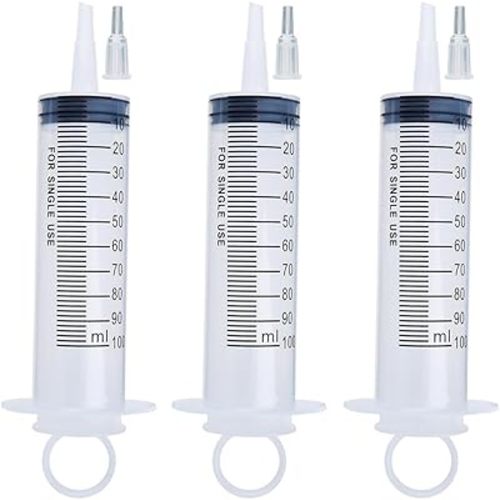 3 Pack 100ml Syringes, Large Garden Syringe for Scientific Labs, Watering, Refilling