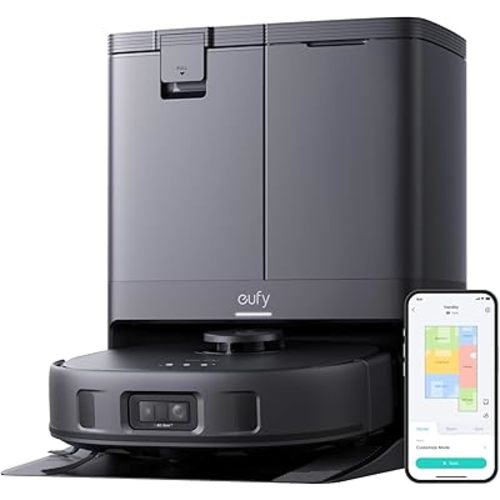 eufy X10 Pro Omni Robot Vacuum and Mop Combo, 8,000 Pa Suction, Dual Mops with 12 mm Auto-Lift and Carpet Detection, AI Obstacle Avoidance, Auto Mop Washing, Auto Drying, Self-Emptying, Self-Refilling