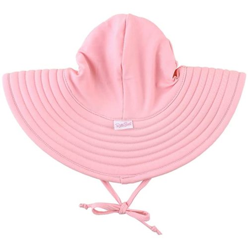 RuffleButts® Baby/Toddler Girls UPF 50+ Sun Protective Wide Brim Swimwear Sun Hat - Pink