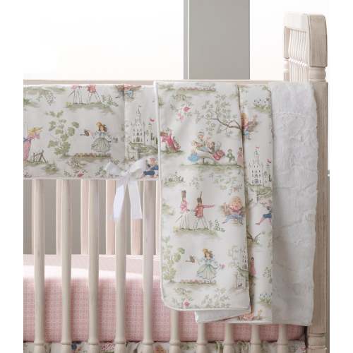 Nursery Rhyme Toile Reversible Blanket (White Faux Fur)