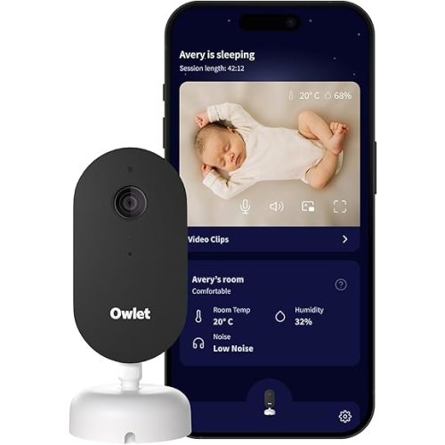 Owlet Dream Sight – Smart HD Video Baby Monitor with 2K Camera, Cry, Motion & Sound Alerts, Temp + Humidity Monitoring, Secure WiFi, 2-Way Talk, Compatible with Dream Sock