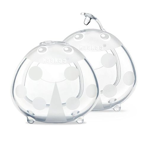 haakaa Ladybug Breast Milk Collector - Soft Breast Shells | Wearable Nursing Cups | Breastmilk Saver| Letdown Catcher for Pumping,Breastfeeding Moms,Protect Sore Nipples-2.5 oz/75 ml,2pcs - 2.5 Ounce - 2.0
