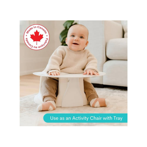 Upseat Baby Floor Seat Booster Chair for Sitting Up with Removable Tray for Meals and Playtime, Developed with Physiotherapists for Safe and Healthy Hip Development and Posture, Made in Canada (Coconut)