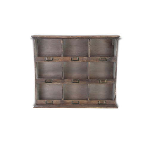 Contemporary Home Living 26.75" Brown Vintage Distressed Wooden Wall with 9ct Cubbies