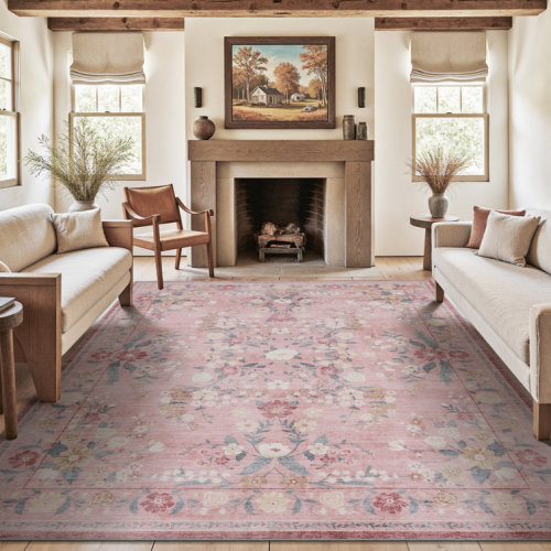 Ultra Soft Floral Washable Area Rug