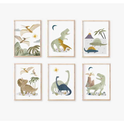 Nemo and Her Dinosaur 6 Piece Paper Print Set - Unframed Prints | Wayfair