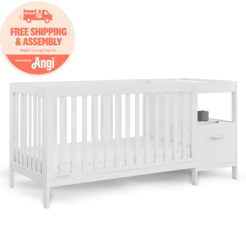 Delta Children Alice 5-in-1 Convertible Crib and Changer - Greenguard Gold Certified, Bianca White