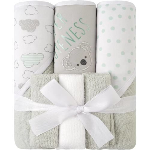 Viviland Baby Towels and Baby Wash Cloths Set Hooded Baby Towels Baby Wipes Absorbent Bath Face Towels Burp Cloths or Face Towels for Girl Boy 6-Pack Size 28 x 28 Inch(Grey Koala)