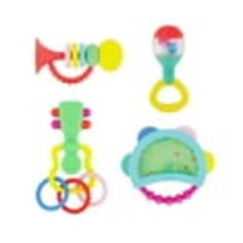 Infantino Baby's 1st Play Music Teether and Rattle Set, Multicolor Baby Toys 6-12 Months, 4 Count