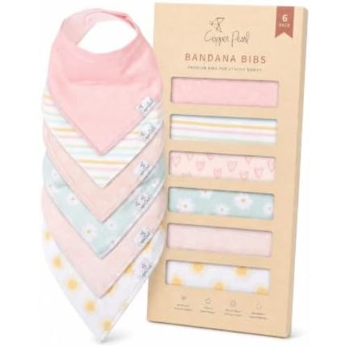 Copper Pearl Baby Bibs 4 Pack, Bandana Drool Bibs for Baby Girl & Boy, Soft Cotton Bibs for Drooling and Teething
