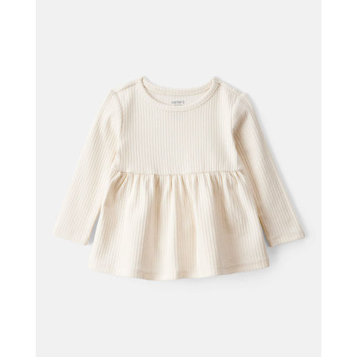 Size 12M - White Long-Sleeve Peplum Top