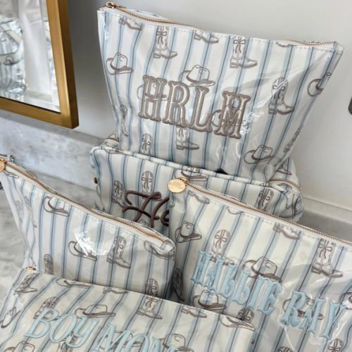 Western Blues Striped - Clear Coat Bag For Embroidery – KenzKustomz
