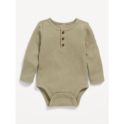 Long-Sleeve Thermal-Knit Henley Bodysuit