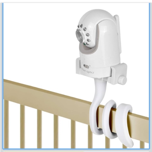 Baby Monitor Mount Camera Shelf Compatible with Infant Optics DXR 8 & DXR-8 Pro and Most Other Baby Monitors,Universal Baby Camera Holder,Attaches to Crib Cot Shelves or Furniture (White)