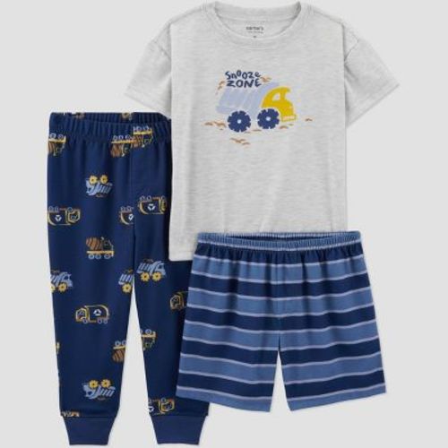 Carter's Just One You® Toddler Boys' 3pc Dinos Striped Pajama Set - Blue Crew Neck