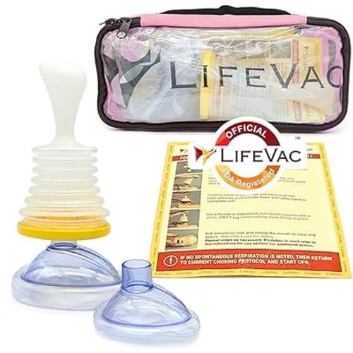 LifeVac Pink Travel Kit - Portable Suction Rescue Device, First Aid Kit for Kids and Adults, Portable Airway Suction Device for Children and Adults