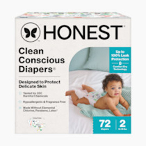 The Honest Company Clean Conscious Disposable Diapers - Giraffes + Barnyard Babies, Size 2, 72 Count