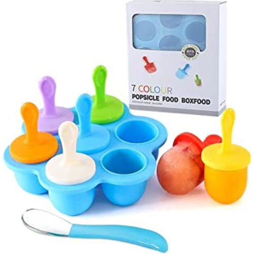 Silicone Popsicle Molds, Ice Pop Molds, Storage Container for Homemade Food, Kids Ice Cream DIY Pop Molds - BPA Free (Blue)