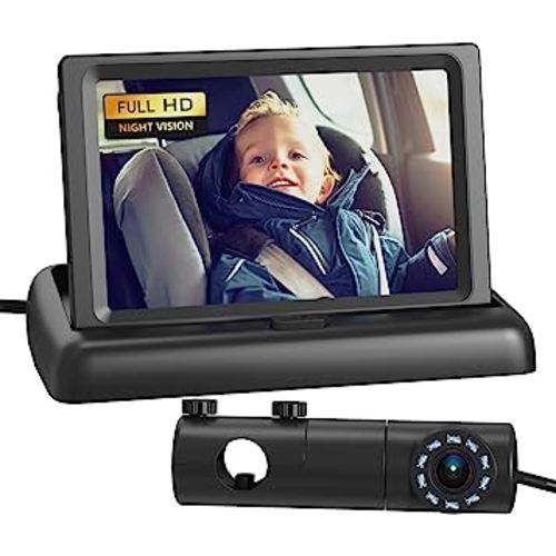 Baby Car Camera, HD Display Baby Car Mirror with Night Vision Feature, 4.3 inch Baby Car Monitor with Wide Clear View, Baby Car Seat Mirror Camera Rear Facing to Observe Baby’s Every Move
