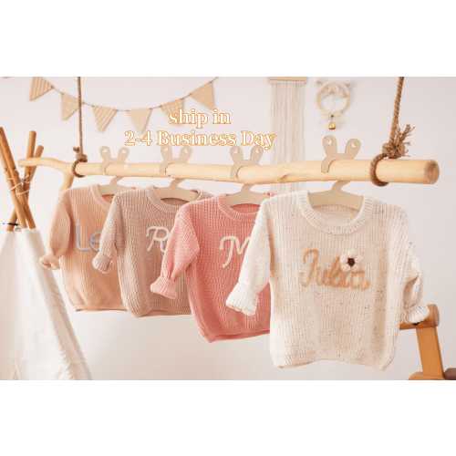 Personalized Hand embroidered Name Baby Sweater,Custome Baby Name Sweater,Pink Baby Girls Sweater With Name,Birthday Gift For Baby Girls Boy