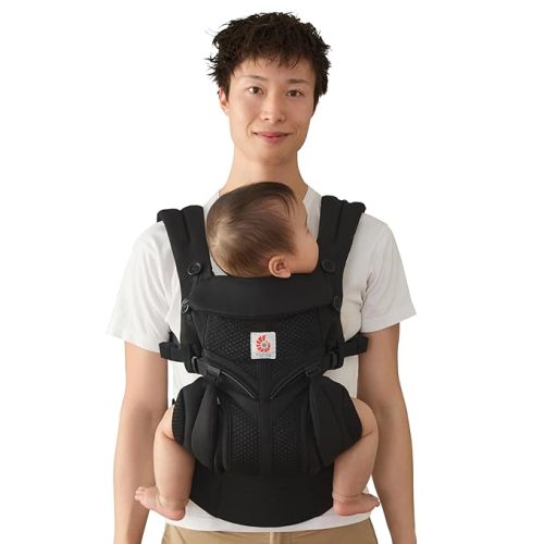 Ergobaby Omni Classic Baby Carrier for Newborn to Toddlers 0-48 Months | 4-Position Breathable Mesh Baby Carrier with Ergonomic Support, Fits 7-45 lbs, Onyx Black