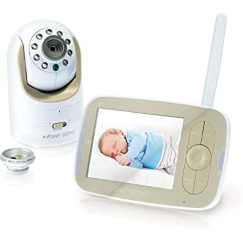 Infant Optics DXR-8 480p Video Baby Monitor, Non-WiFi Hack-Proof FHSS Connection, Interchangeable Lenses, Pan Tilt Zoom, LED Sound Bar, Night Vision, and Two-way Talk, low battery