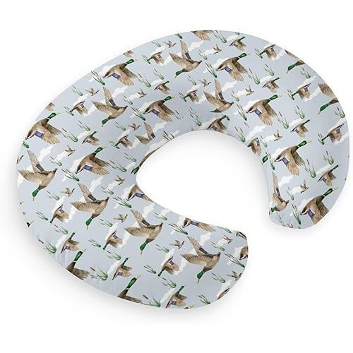 HawSkgFub Duck Hunting Mallard Hunter Nursing Pillow Cover for Baby Boys, Wild Animal Bird Reeds Blue Breastfeeding Pillow Slipcover, Nursing Pillowcase for Newborn Infant, Cover Only