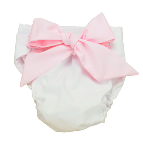 Baby Bow Bottom Bloomer - Worth Avenue White with Palm Beach Pink