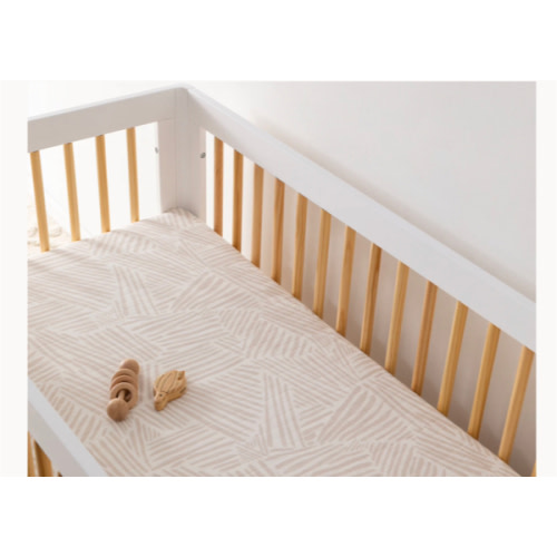 Babyletto Crib Sheet in Organic Muslin Cotton - Oat Stripe