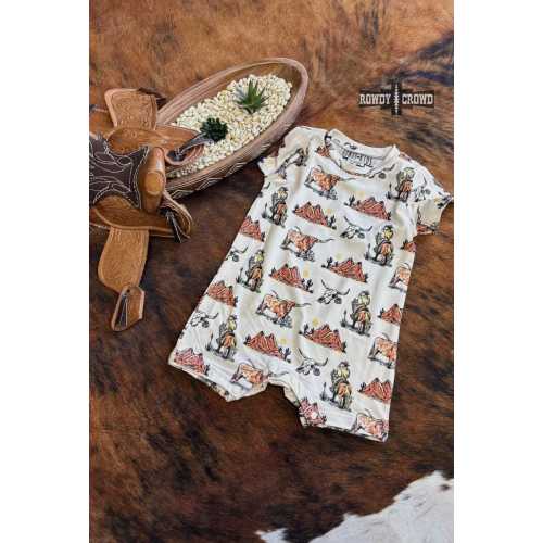 West Texas Lil Cowboy Cowgirl Cow kid Short Onesie Longhorn Desert Cactus Steer Skull infant baby